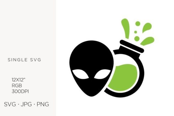 Alien Head & Lab Flask: A Creative Vector Duo