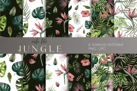 Elevating Visual Identity with Hand-Painted Tropical Plants Watercolor Patterns