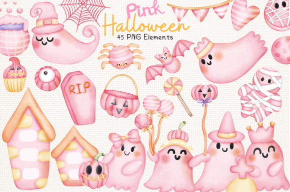 Evaluating the Pink Halloween 45 Cliparts Collection for Creative Projects