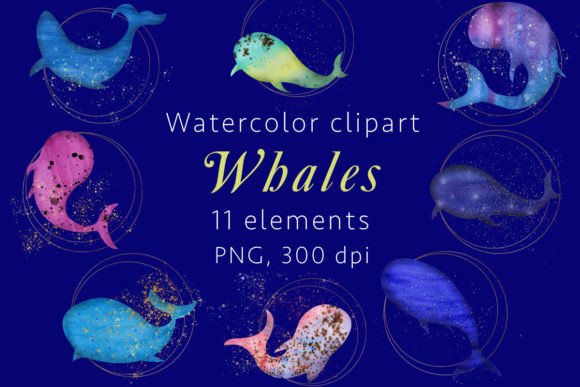 Evaluating the Whales Watercolor Clipart, PNG Set for Professional Design Projects