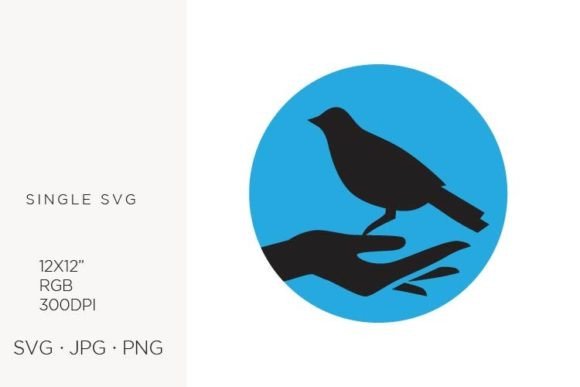 Human Hand Holding Little Bird SVG Art