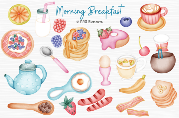 Morning Breakfast 51 Cliparts Collection