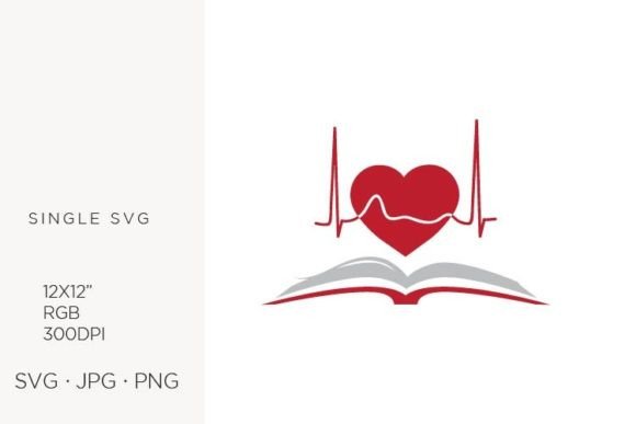 Open Book and Red Heart Line Design Guide
