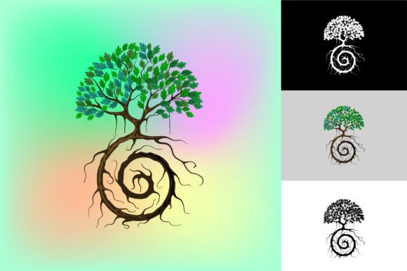 Spiral Roots of Tree: Elevating Design with Unique Vector Illustrations