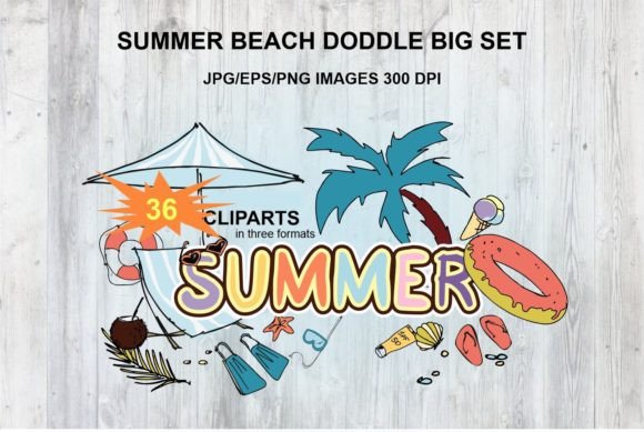 Summer Beach: Hand-Drawn Doodles for Creative Projects