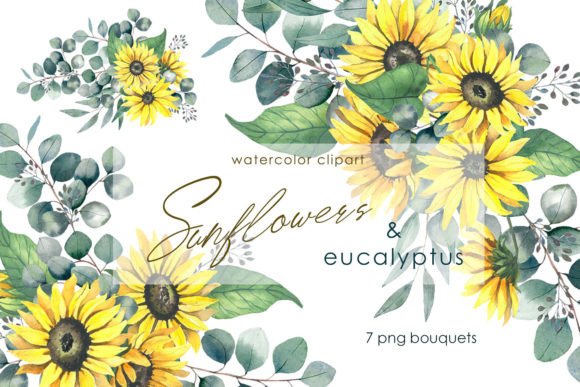Sunflowers Clipart: Watercolor Clipart for Authentic, Hand-Painted Designs