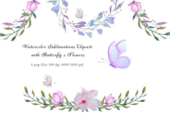 Watercolor Clipart with Butterfly, Png: Elevating Digital and Print Designs
